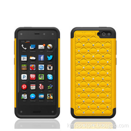 Rugged Silicone and PC Stand Case for Amazon Fire phone with Fake Crystal